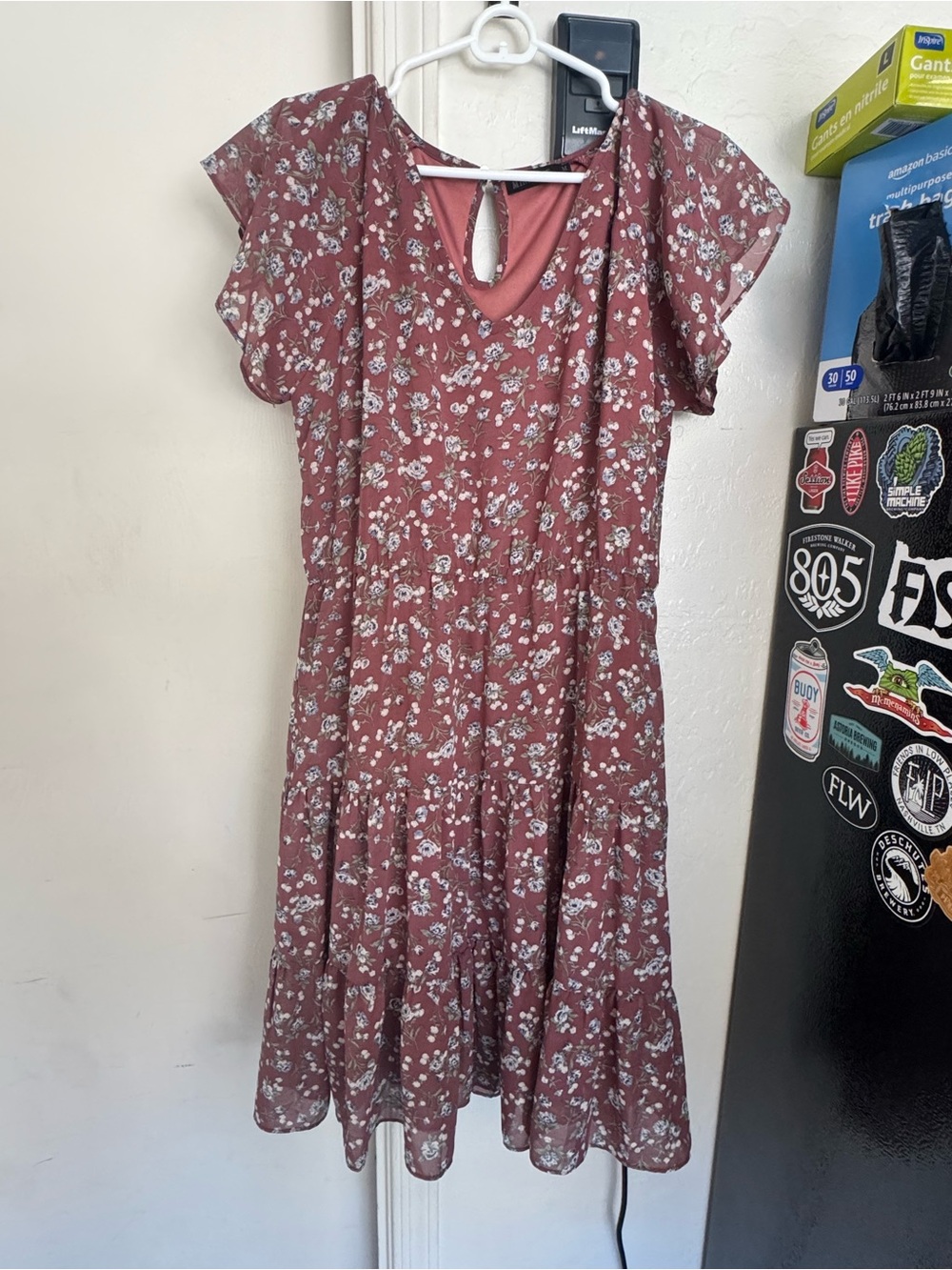Mikarose Dusty Rose Floral Midi Dress